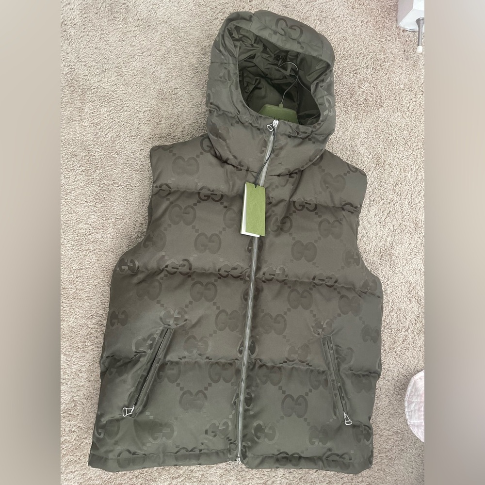 Authentic Gucci Olive Quilted Puffer Vest